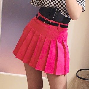 TRADED ON DEPOP Hot Pink Pleated Mini Skirt